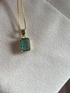 Certified Natural Zambian Minor Emerald Gemstone Pendant 18k GP 925 Silver